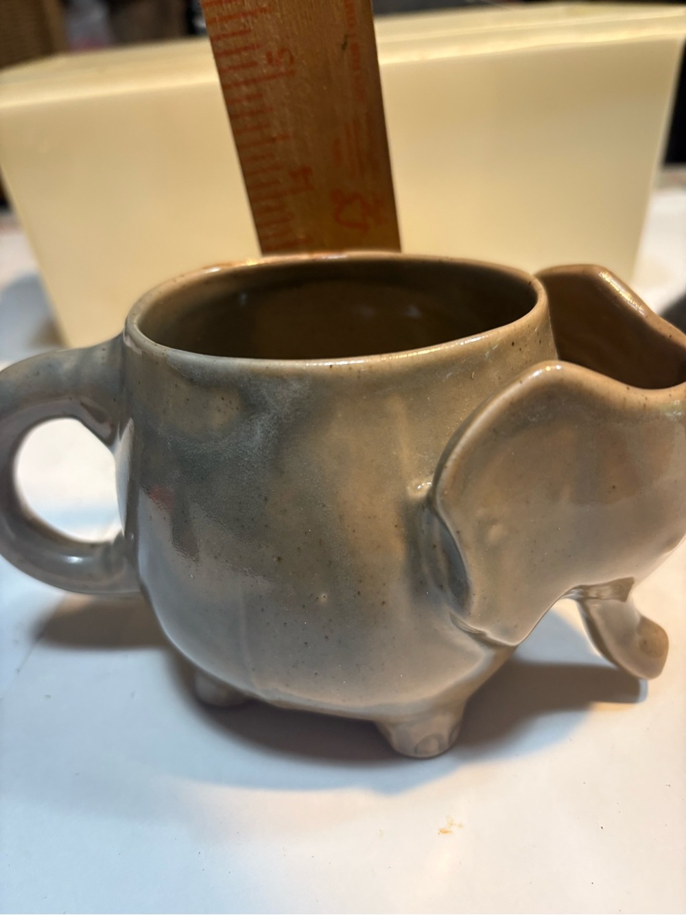 retired Urban Outfitters ceramic elephant mug speckled brown glaze trunk handle - Picture 11 of 11